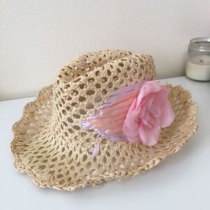 Beige Woven Cowboy Hat